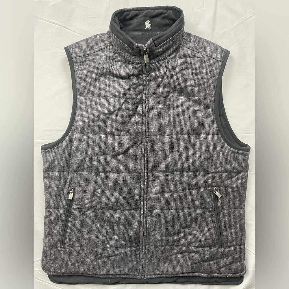 Hart Schaffner Marx Reversible Gray Wool & Black Faux Suede Vest M